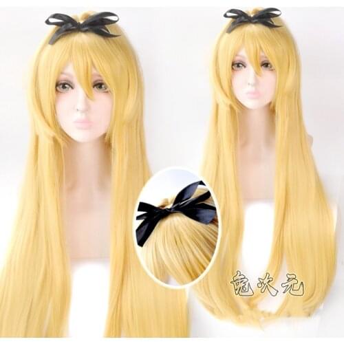 Anime Arifureta Shokugyou de Sekai Saikyou Yue Cosplay Wigs Long Golden Heat Resistant Synthetic Hair Wig + Wig Cap + Ribbon