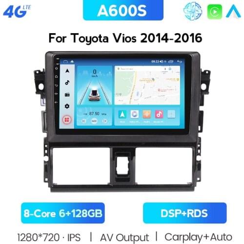For Toyota Vios 2014 2015 2016 Auto Car Radio 2Din Android 10.0 9 Inch Multimedia Player Support Cooling Fan And DVR Wifi OBD2