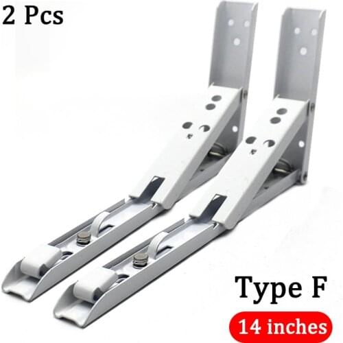 2Pcs 8-14 Inch White Folding Angle Bracket Adjustable Wall Mounted Durable Bearing Shelf Bracket DIY Home Table Bench Hardware