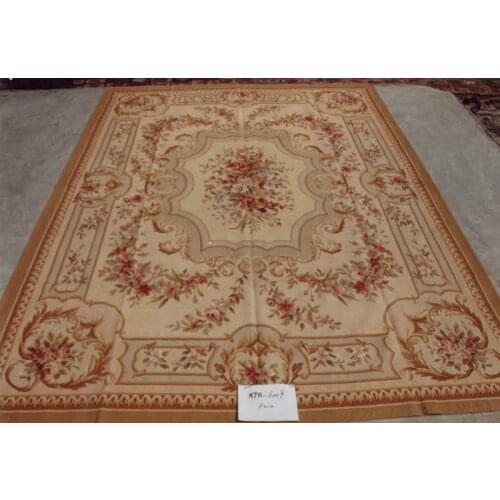 Free shipping 9'x12' Stunning French style aubusson carpets hand knotted rugs Woolen French Aubusson Rugs