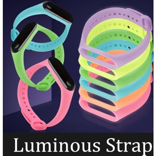 Bracelet for Xiaomi Mi Band 3 4 Sport Strap Watch Luminous Silicone Wrist Strap For xiaomi mi band 3 4 bracelet Miband 4 3 Strap