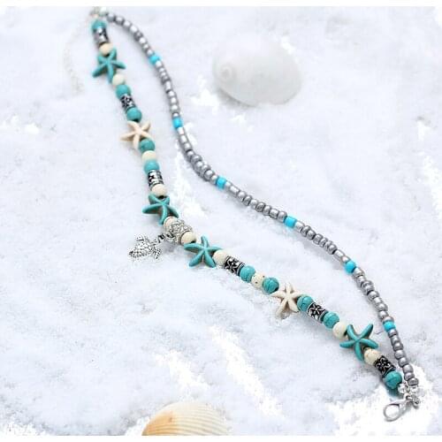 Shell Beads Starfish Anklets For Women Beach Anklet Leg Bracelet Handmade Bohemian Foot Chain Boho Jewelry Sandals Gift