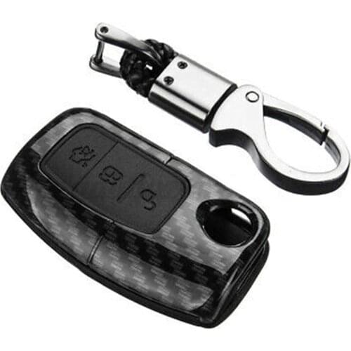 For Ford Fiesta Focus Mondeo Falcon C-Max Carbon Fiber 3 Buttons Key Shell Case Cover Fob Car Key Cover Protector Case