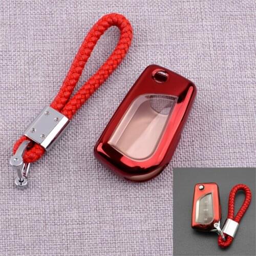 CITALL High Quality Car Key Fob Cover Case Chain Fit For Toyota RAV4 Camry C-HR Corolla Hatchback Sedan 2020 2021 Red