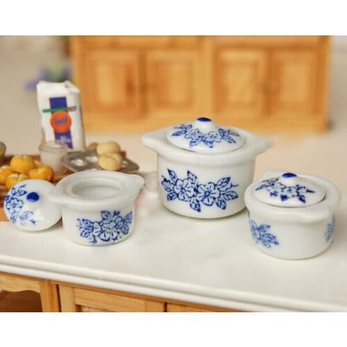 G05-X5143 children baby gift Toy 1:12 Dollhouse mini Furniture Miniature rement accessories Cute soup pot 3pcs/set