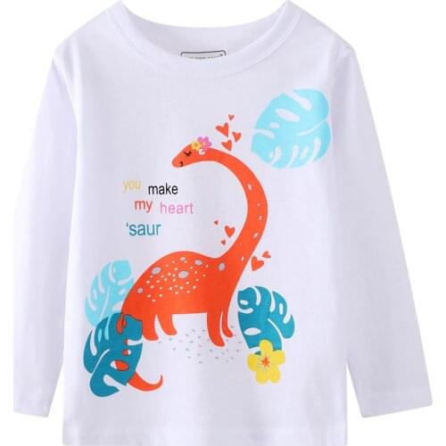Girls' dinosaur clothes spring and autumn pure cotton thin section A long-sleeved T-shirt kindergarten kids top