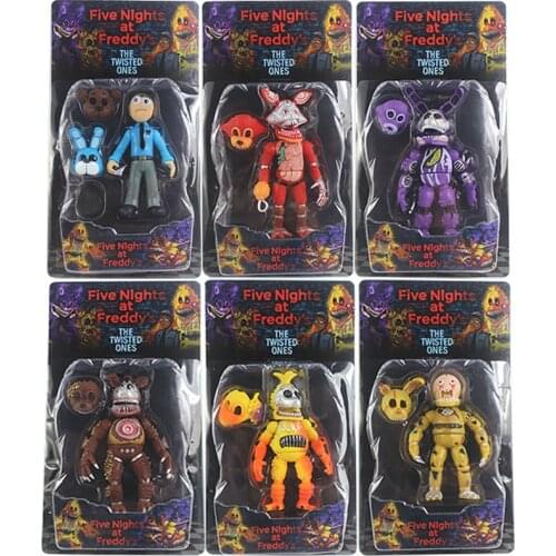 Hot Sales 6pcs/lot Five Nights At Freddys With Lighting PVC FNAF Action Figures Toys Foxy Freddy Fazbear Bear Doll Kids Gifts