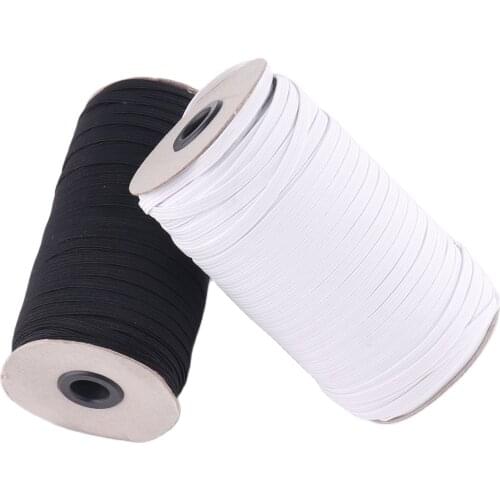 Elastic Band 30 Yards Stretch Cord 1/4" White/Black Flat Elastic Cord band,Elastic Rope Nylon DIY