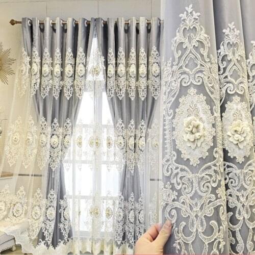 European and American Style High-grade Embossed Design Double Blackout Curtains For Living Room Bedroom Villa Window Decor #4