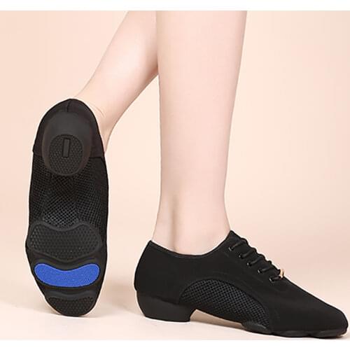 USHINE Heelled 3.5 cm canvas teacher outdoor exercise shoes square dance shoes Jazz ballet ballroom dance shoes latin american w