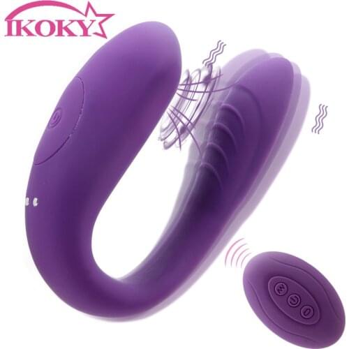 IKOKY Couple Share Sucking Vibrator U Shape Bendable Clitoris Vagina Stimulator Vibrator Sex Toys for Couple G-spot Vibrator