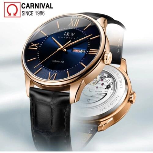 Carnival watch men MIYOTA automatic luxury brand mechanical men watches sapphire waterproof Sitizen clock genuine leather strap
