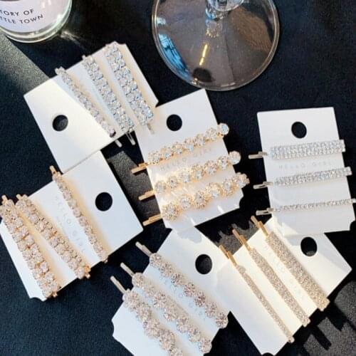 Korea Super Flash Diamond Hairpin Combination High-grade Luxury Word Clip Hairpin Network Red Side Clip Bangs Clip Hair Accessor