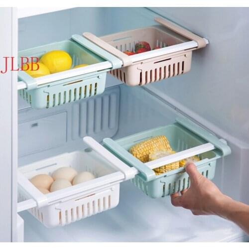 Kitchen Refrigerator Storage Rack Adjustable Telescopic Refrigerator Drawer Storage Box Multi-Function Accessories Save Space