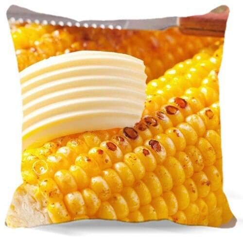Corn Barley Sauteed Green Beans cotton polyester Printed Square Pillow Cases For car chair Coffee Shop Home Decor