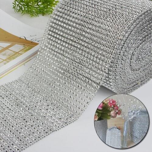 Crystal Diamond Ribbon For Sewing Clothing Wedding Decor 24 Rows Rhinestone Mesh Drills For Needlework Christmas Handicraft