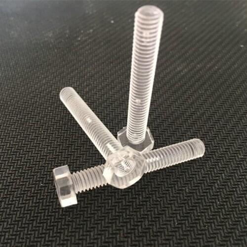 M8 outer hex bolt clear screw transparent Plastic PC Hex head bolt isulation fastener metric nut set