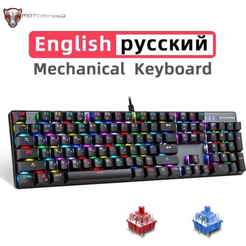 MOTOSPEED CK104 RGB Backlight Russian English Mechanical Keyboard Anti-Ghosting Gaming keyboard For Gamer Teclado Game Computer