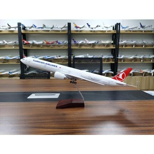 47CM 1/157 Scale Turkish Air Airlines 777 B777 Aircraft Model W Light and Wheel Landing Gear Diecast Plastic Resin Plane