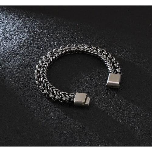 Mans Jewelry 230*13mm Stainless Steel 316 Retro Black Double Layer Link Chain Bracelet Men Jewels Store JB120015-KFC