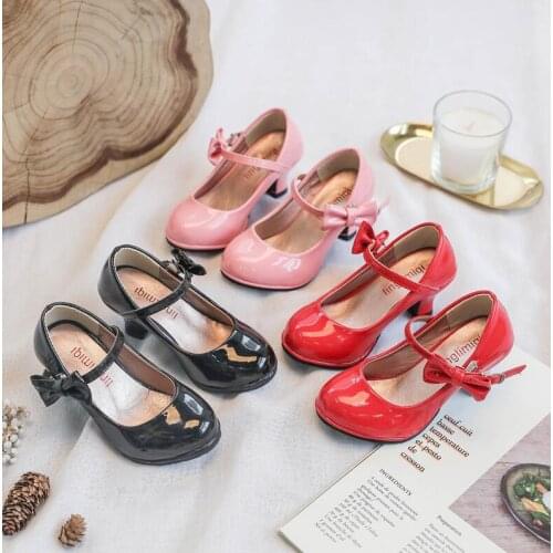 New Children Leather Shoes Girls High Heel Princess Dance Sandals Kids Shoes Leather Fashion Girls Party Dress Wedding Shoes