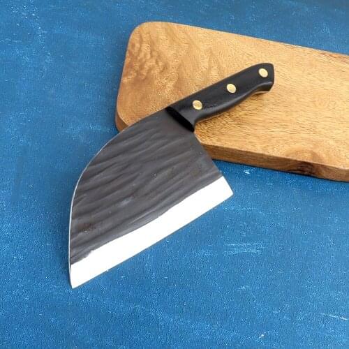 Hand-forged kitchen knife, butcher knife, handmade kitchen scabbard, outdoor camping, Serbian survival chef knife