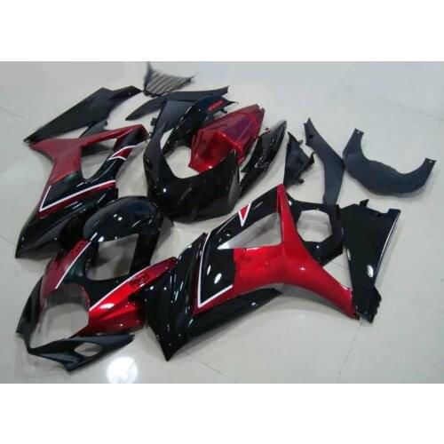 Bodywork fairings for Suzuki GSXR1000 GSX-R1000 2007 2008 K7 GSXR 1000 07 08 glossy red black fairing set AQ41