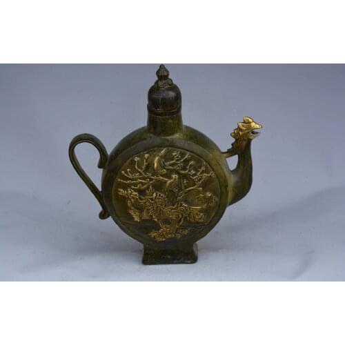 Very rare Ming Dynasty (xuan de1426-1438) Bronze teapot,carving cranes and flowers, best collection &crafts