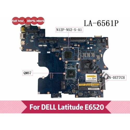 PAL61 LA-6561P For DELL Latitude E6520 Laptop motherboard CN-0XT7CH 0XT7CH XT7CH with QM67 N12P-NS2-S-A1 100% Fully Tested OK