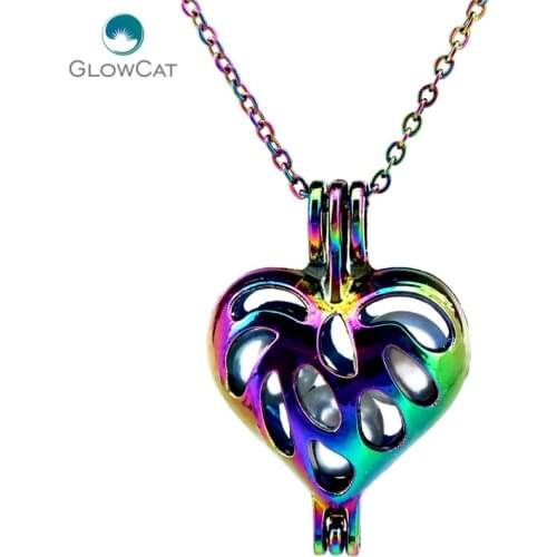 C334 COLORS 30mm Leaf Design Heart Necklace Pendant Aroma Essential Oil Diffuser Locket Necklace
