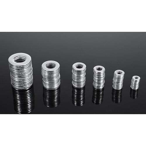 105pcs/set Stainless Steel Flat Washer Metric Flat Washers Assortment Kit Set M3-M10 For Hardware Accessories
