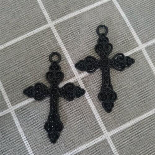5Pcs 35x50mm Metal Black Cross Charms Hollow Love Heart Pendants Accessories For Making Earrings Necklace Bracelet DIY Jewelry