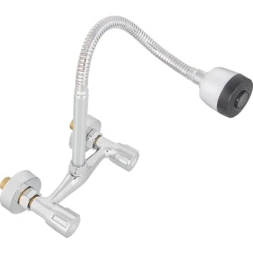 Polished Chrome Pull Down Home Improvement Kitchen Sink Spray Faucet Wall Mounted Mixer Tap Modern Dual Handle Cold And Hot