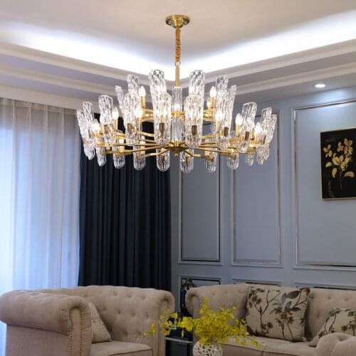 Light luxury chandelier living room lamp dining room villa restaurant European-style luxury copper crystal chandelier