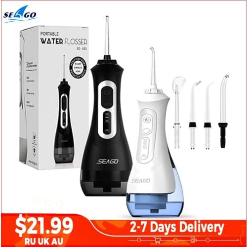 Seago Oral Irrigator 200ml USB Rechargeable Water Flosser 3 Modes Cordless Portable Teeth Cleaner For Travel Home Office Gift