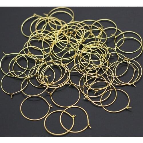 100Pcs Metal Wire Circle Earrings Beading Hoops Gold/Silver Plated Wine Glass Charm Rings For DIY Earring Jewelry Making Finding