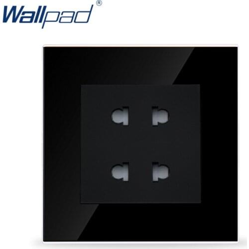 Hotel EU 2 Pin Universal Socket Wallpad Black Tempered Glass 110V- 250V South Africa Electric Wall Plug Ourlet