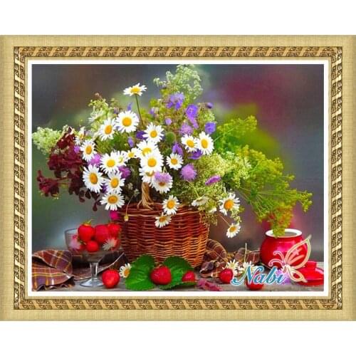 Vase flower canvas 5d diy rhinestone 2624R - Round Diamond embroidery cross stitch diamond mosaic painting