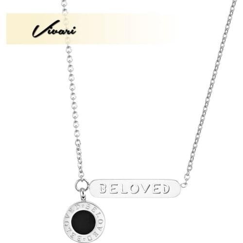 Vivari Valentines Day Necklace Beloved Treasure Gift Silver Color Necklaces For Women Stainless Steel Charm Fashion Jewelry