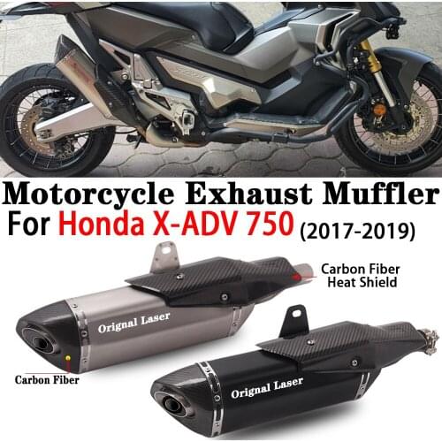 Slip on For Honda X-ADV 750 2017-2019 Motocycle Exhaust Escape Moto Modify Muffler Link Pipe Tube With Carbon Fiber heat shield