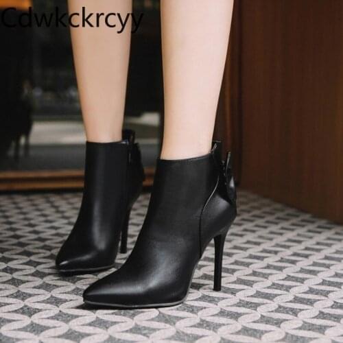 Winter The New British style fashion Pointed High heel 10CM Women boots red sweet Bow Keep warm High heel Women boots size 34-48