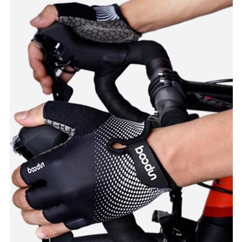 Boodun Breathable Cycling Gloves Half Finger Fitness Gloves Men Non-slip Silicone Palm Outdoor Sports Quick-dry Bicycle Gloves
