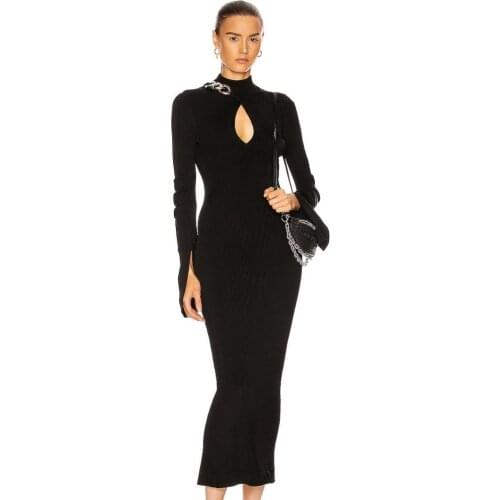 Womens Vintage O Collar Long Dresses New Elegant Solid Color Full Sleeve Vestidos Casual Ladies' Autumn Parties Fashion Outfit