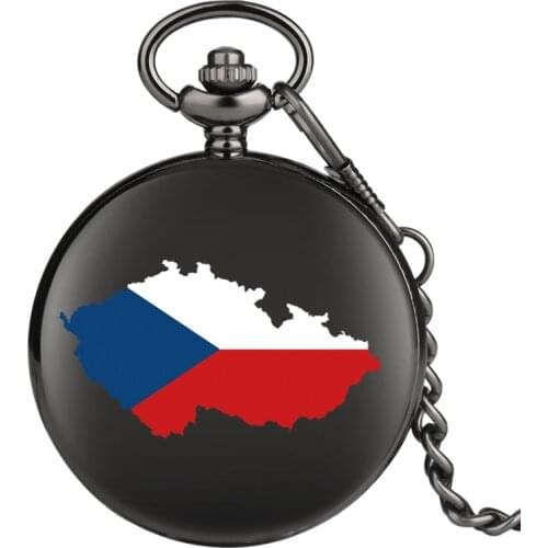 The Czech flag in the Czech Republic flag CZ CZE CZECH Map shape Quartz Pocket Watch Chain Jewelry Decor Souvenir Gifts for Men