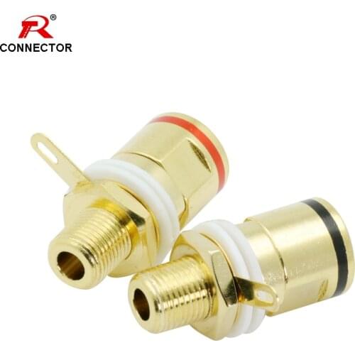 1Pair Brass with Gold Plated Binding Post HIFI Cable Terminals Connector, for HIFI Speaker Amplifier, Match 4MM Banana Plug