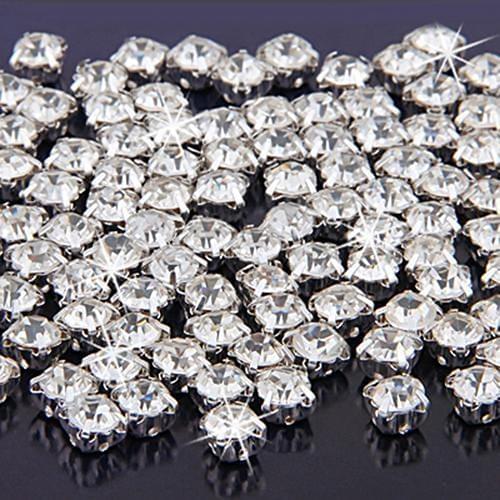 100 Pcs Silver Plated Shiny Rhinestone Spacer Beads DIY Sewing Jewelry Decoration