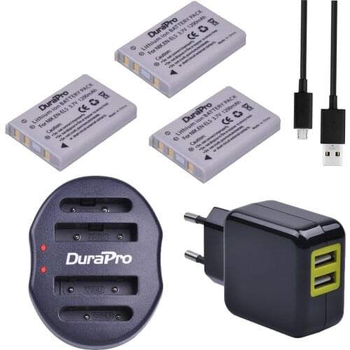 3Pcs EN-EL5 EN EL5 EnEl5 Li-ion Battery + Dual USB Charger + AC Adapter For Nikon Camera Coolpix P80 P90 P100 P500 P510 P520