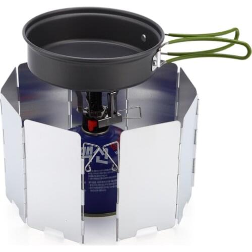 9 Plate Foldable Aluminum Outdoor Stove Wind Shield Gas Burner Windshield Wind Protector Picnic Camping Stove Windscreen