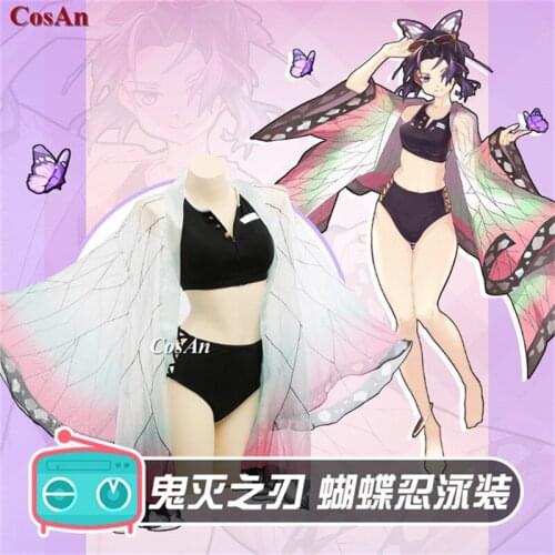 Anime Demon Slayer:Kimetsu No Yaiba Kochou Shinobu Cosplay Costume Female Lovely Swimsuit Activity Party Role Play Clothing S-XL
