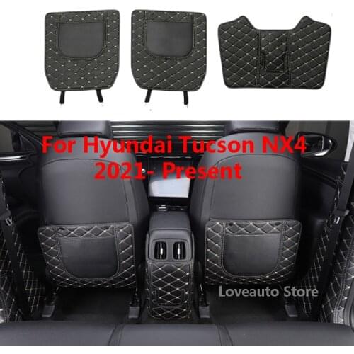 For Hyundai Tucson NX4 2021 Car All Inclusive Rear Seat Anti-Kick Pad Rear Backrest Seats Cover B Pillar Protective Mat 2022